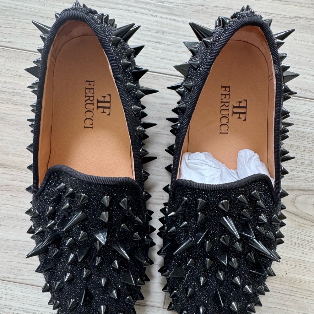 FERUCCI CHILDREN KIDS BLACK SPIKES LOAFER SIZE 1 LITTLE BOY